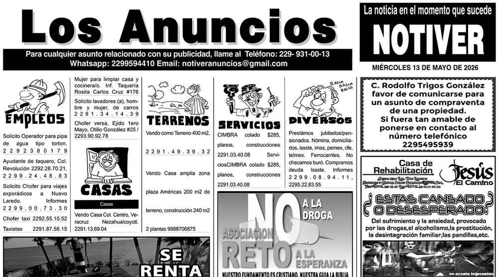 ...LOS ANUNCIOS, AVISOS Y DEMÁS! - MIÉRCOLES, 13 DE MAYO 2026