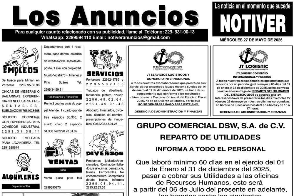 ...LOS ANUNCIOS, AVISOS Y DEMÁS! - MIÉRCOLES, 27 DE MAYO 2026