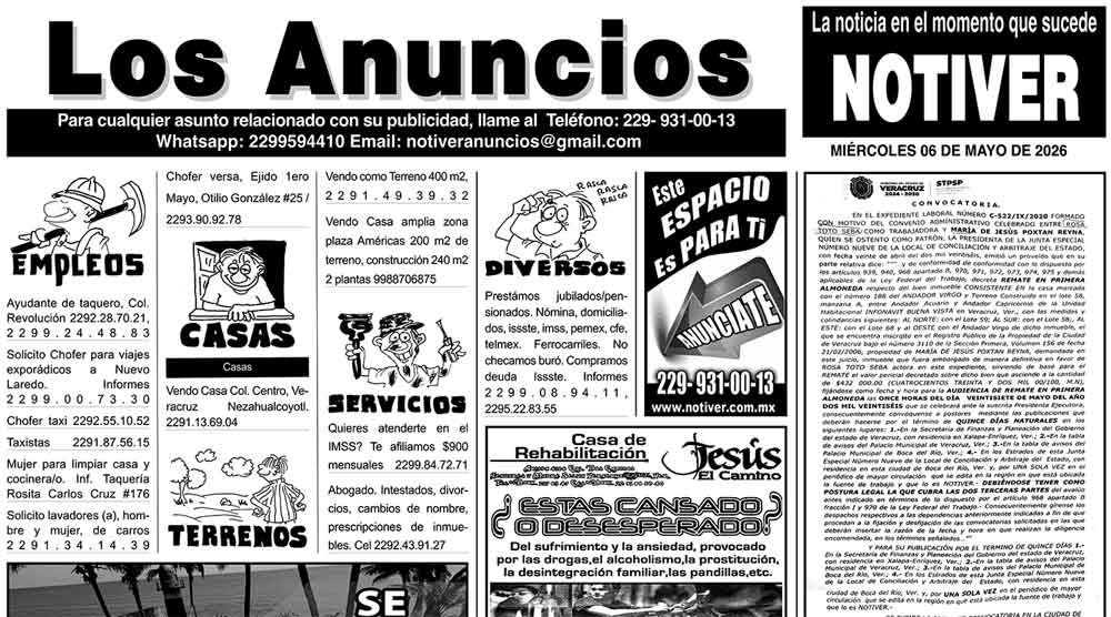 ...LOS ANUNCIOS, AVISOS Y DEMÁS! - MIÉRCOLES, 6 DE MAYO 2026