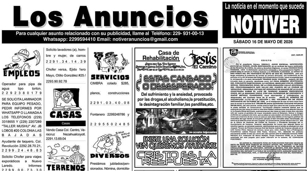 ...LOS ANUNCIOS, AVISOS Y DEMÁS! - SÁBADO, 16 DE MAYO 2026