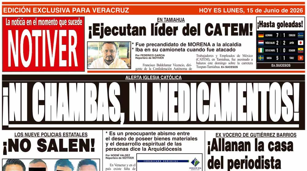 LA PORTADA - LUNES 15 DE JUNIO 2026