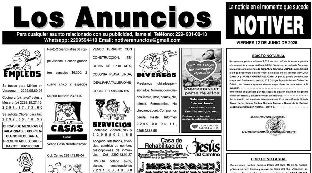 ...LOS ANUNCIOS, AVISOS Y DEMÁS! - VIERNES, 12 DE JUNIO 2026