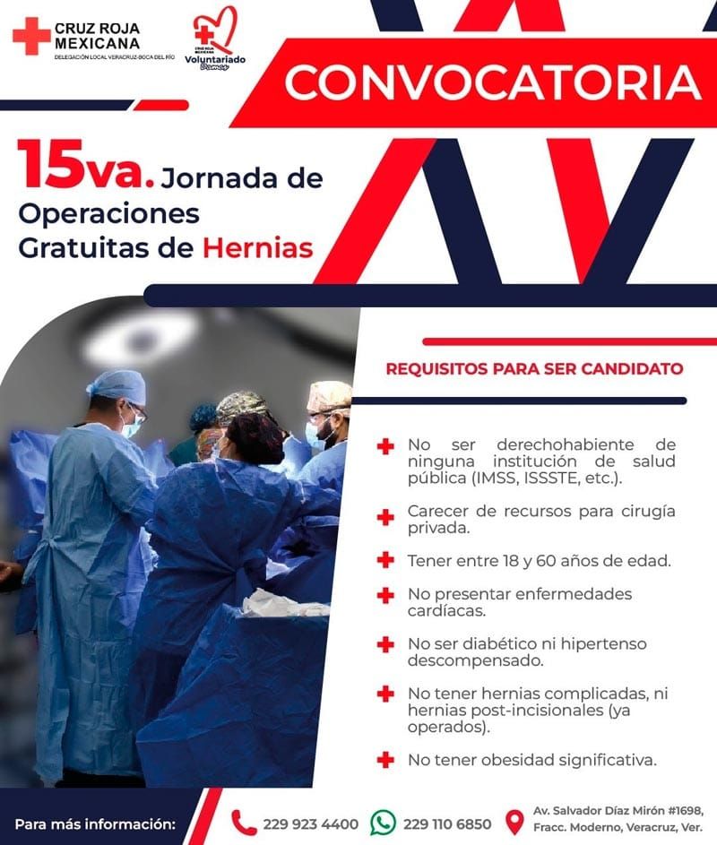 ¡CRUZ ROJA LANZA CONVOCATORIA DE CIRUGÍAS DE HERNIA GRATUITAS!