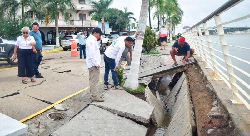 ¡SE HUNDE EL MALECÓN DE ALVARADO! - *Trabajos en zona federal, ocurrió en la madrugada