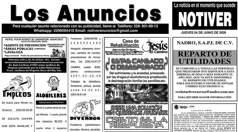 ...LOS ANUNCIOS, AVISOS Y DEMÁS! - JUEVES, 4 DE JUNIO 2026