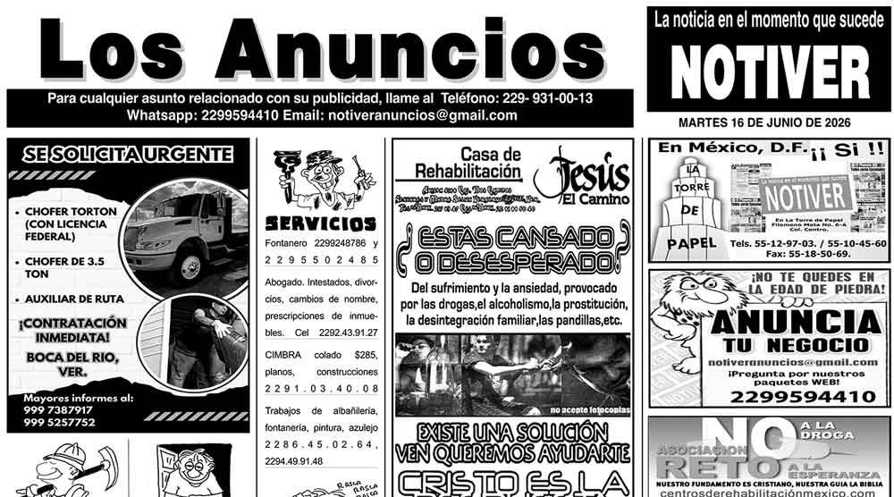 ...LOS ANUNCIOS, AVISOS Y DEMÁS! - MARTES, 16 DE JUNIO 2026