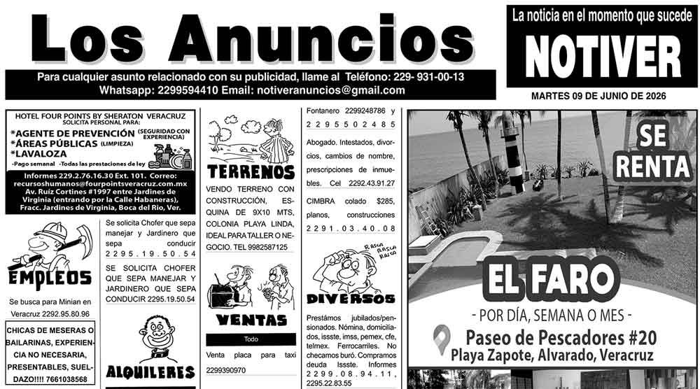 ...LOS ANUNCIOS, AVISOS Y DEMÁS! - MARTES, 9 DE JUNIO 2026