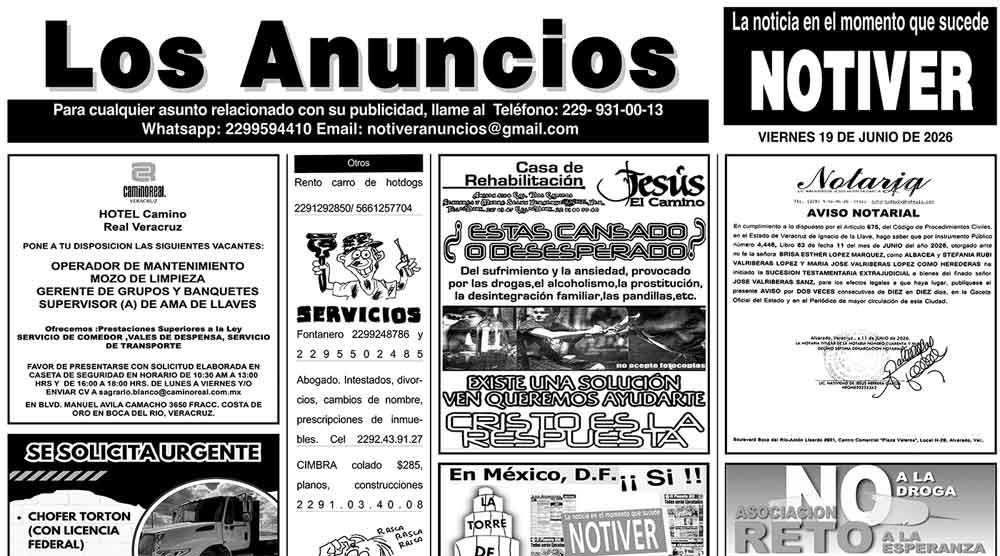 ...LOS ANUNCIOS, AVISOS Y DEMÁS! - VIERNES, 19 DE JUNIO 2026