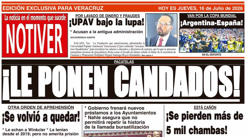 LA PORTADA - JUEVES 16 DE JULIO 2026