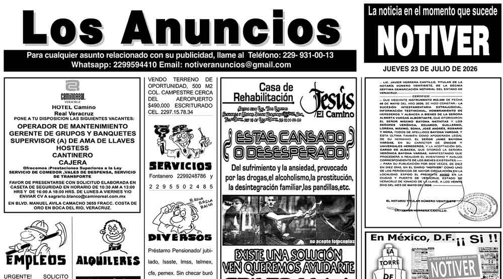 ...LOS ANUNCIOS, AVISOS Y DEMÁS! - JUEVES, 23 DE JULIO 2026