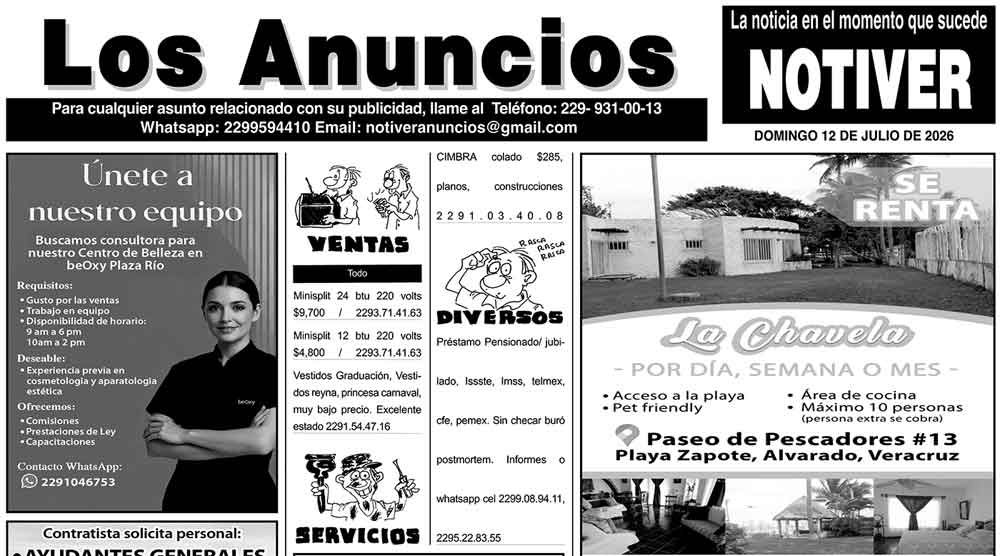 ...LOS ANUNCIOS, AVISOS Y DEMÁS! - DOMINGO, 12 DE JULIO 2026