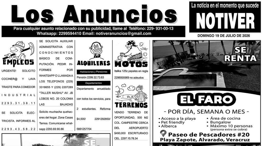 ...LOS ANUNCIOS, AVISOS Y DEMÁS! - DOMINGO, 19 DE JULIO 2026