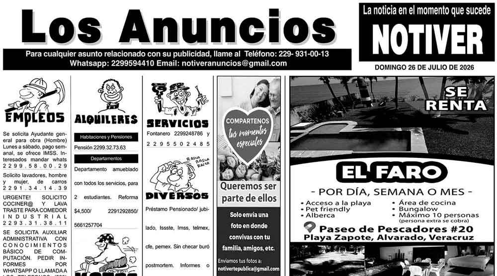 ...LOS ANUNCIOS, AVISOS Y DEMÁS! - DOMINGO, 26 DE JULIO 2026