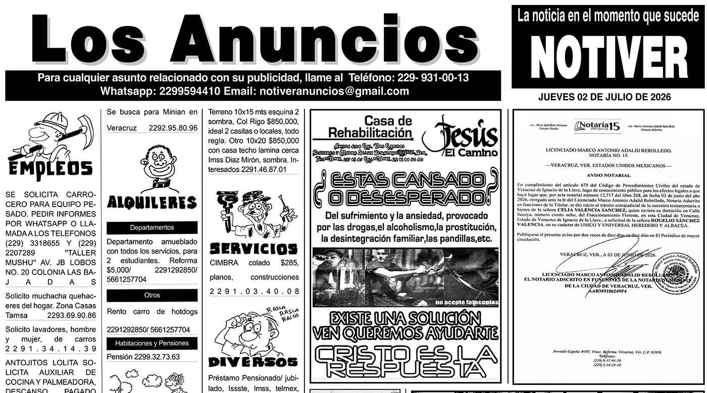 ...LOS ANUNCIOS, AVISOS Y DEMÁS! - JUEVES, 2 DE JULIO 2026