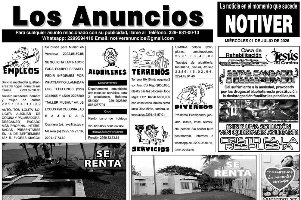 ...LOS ANUNCIOS, AVISOS Y DEMÁS! - MIÉRCOLES, 1 DE JULIO 2026