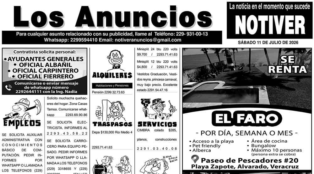 ...LOS ANUNCIOS, AVISOS Y DEMÁS! - SÁBADO, 11 DE JULIO 2026