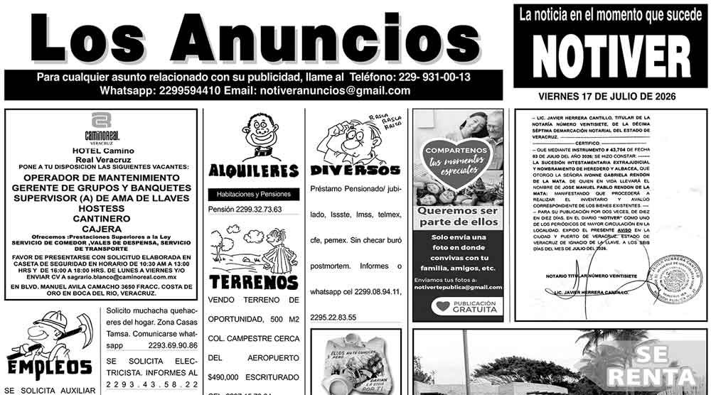 ...LOS ANUNCIOS, AVISOS Y DEMÁS! - VIERNES, 17 DE JULIO 2026