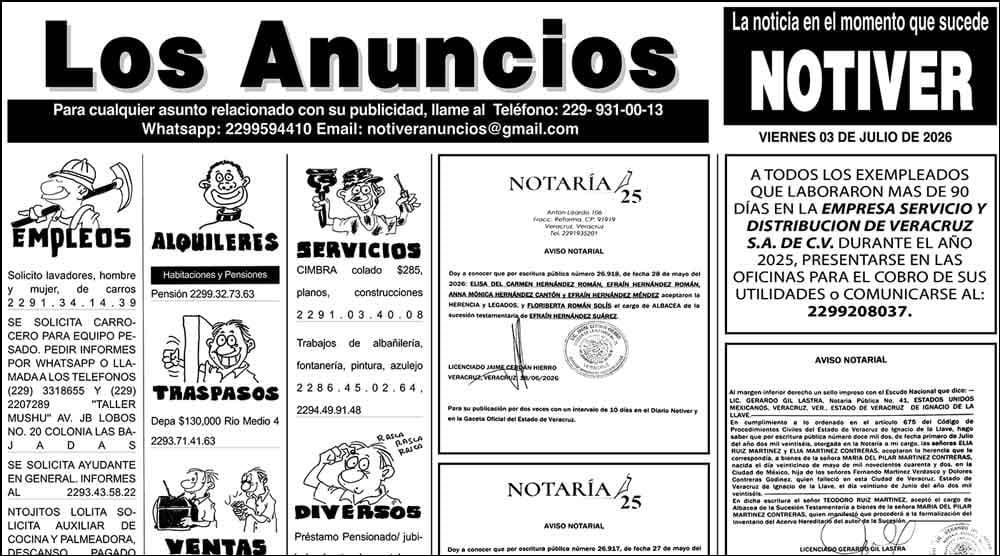 ...LOS ANUNCIOS, AVISOS Y DEMÁS! - VIERNES, 3 DE JULIO 2026