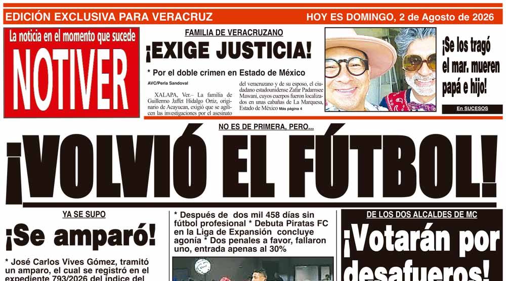 LA PORTADA - DOMINGO 2 DE AGOSTO 2026