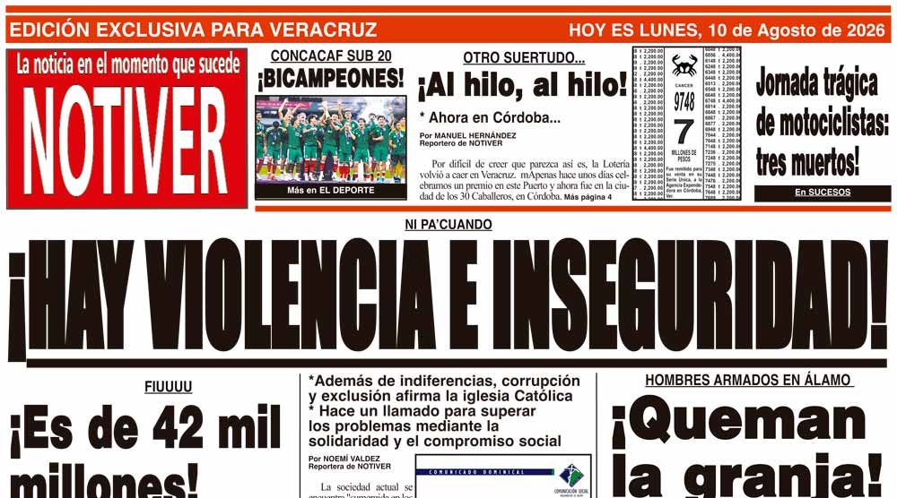 LA PORTADA - LUNES 10 DE AGOSTO 2026