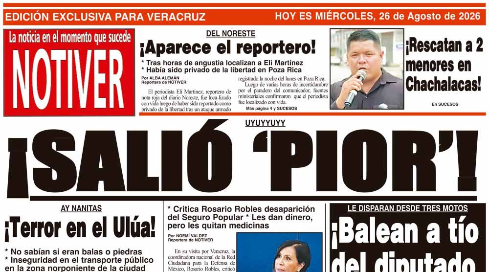 LA PORTADA - MIÉRCOLES 26 DE AGOSTO 2026