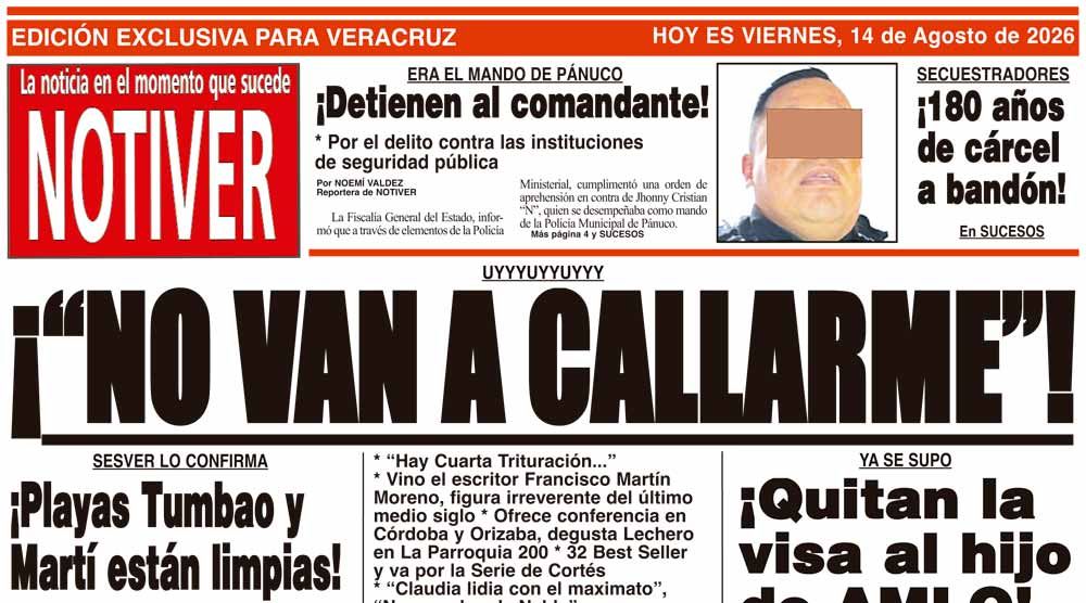 LA PORTADA - VIERNES 14 DE AGOSTO 2026