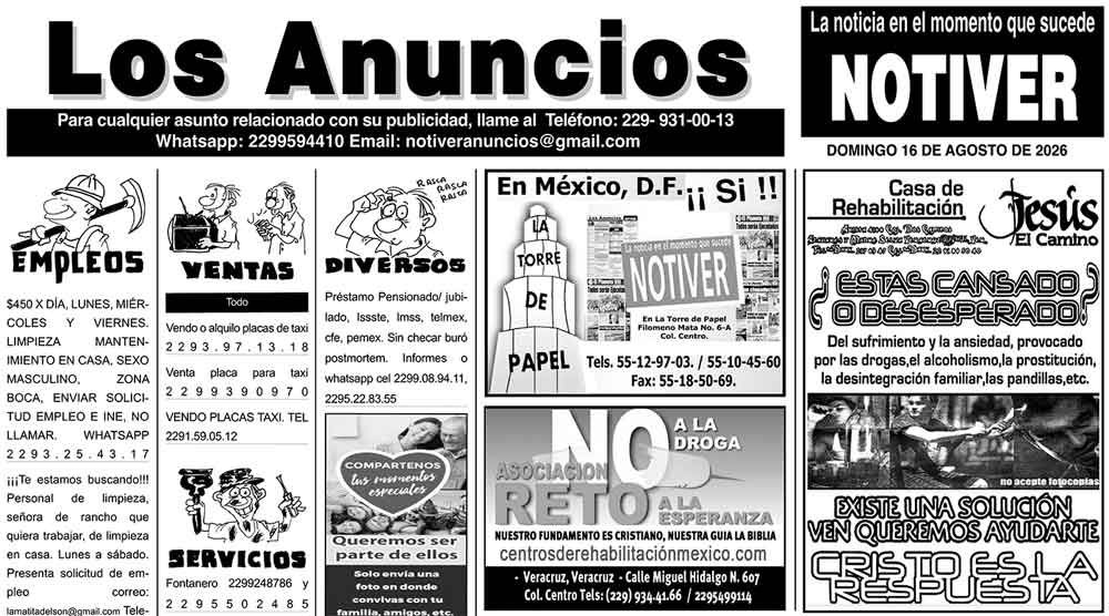 ...LOS ANUNCIOS, AVISOS Y DEMÁS! - DOMINGO, 16 DE AGOSTO 2026