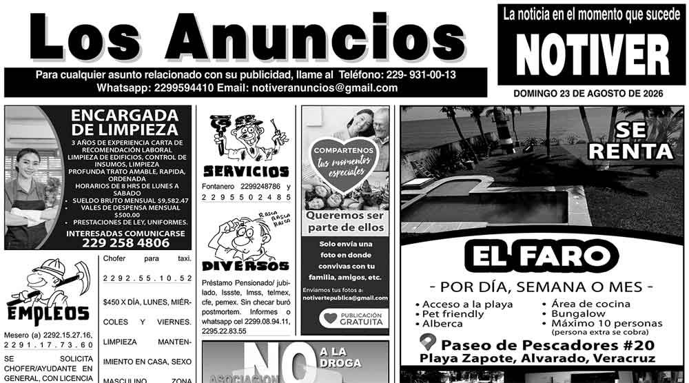 ...LOS ANUNCIOS, AVISOS Y DEMÁS! - DOMINGO, 23 DE AGOSTO 2026