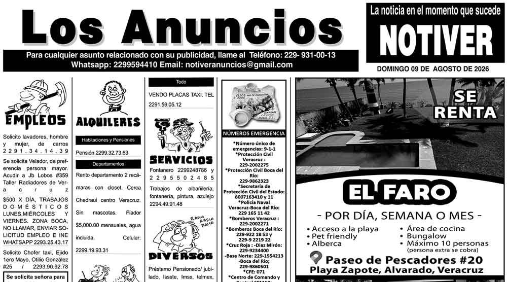 ...LOS ANUNCIOS, AVISOS Y DEMÁS! - DOMINGO, 9 DE AGOSTO 2026