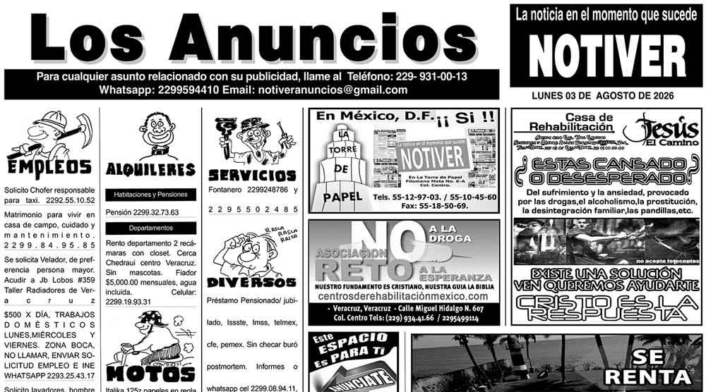 LOS ANUNCIOS, AVISOS Y DEMÁS! - LUNES, 3 DE AGOSTO 2026...