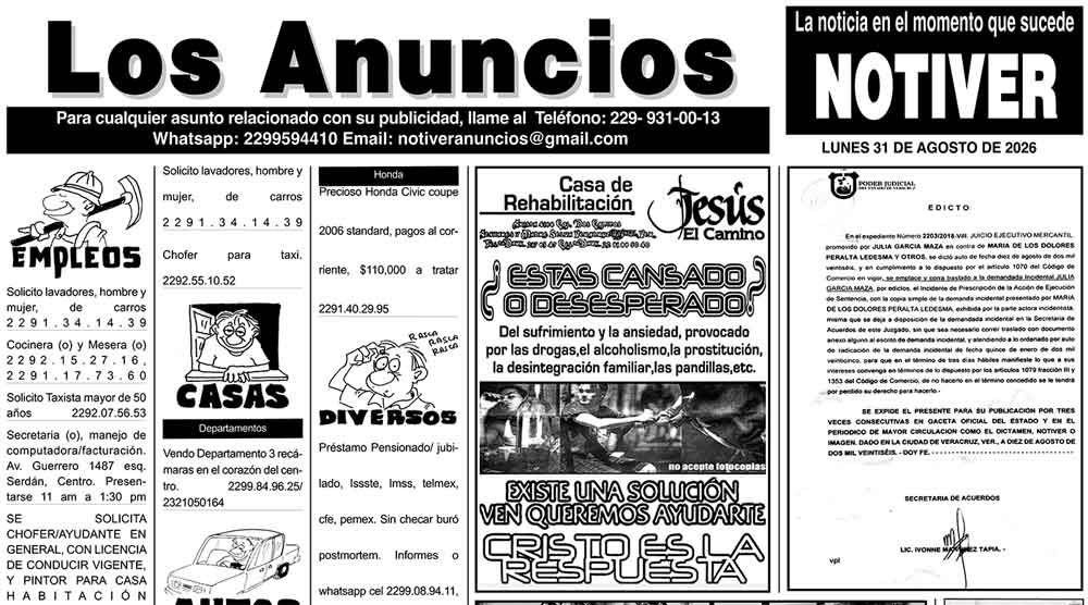 ...LOS ANUNCIOS, AVISOS Y DEMÁS! - LUNES, 31 DE AGOSTO 2026
