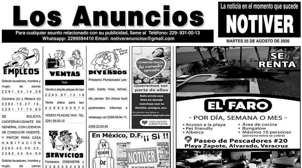 ...LOS ANUNCIOS, AVISOS Y DEMÁS! - MARTES, 25 DE AGOSTO 2026