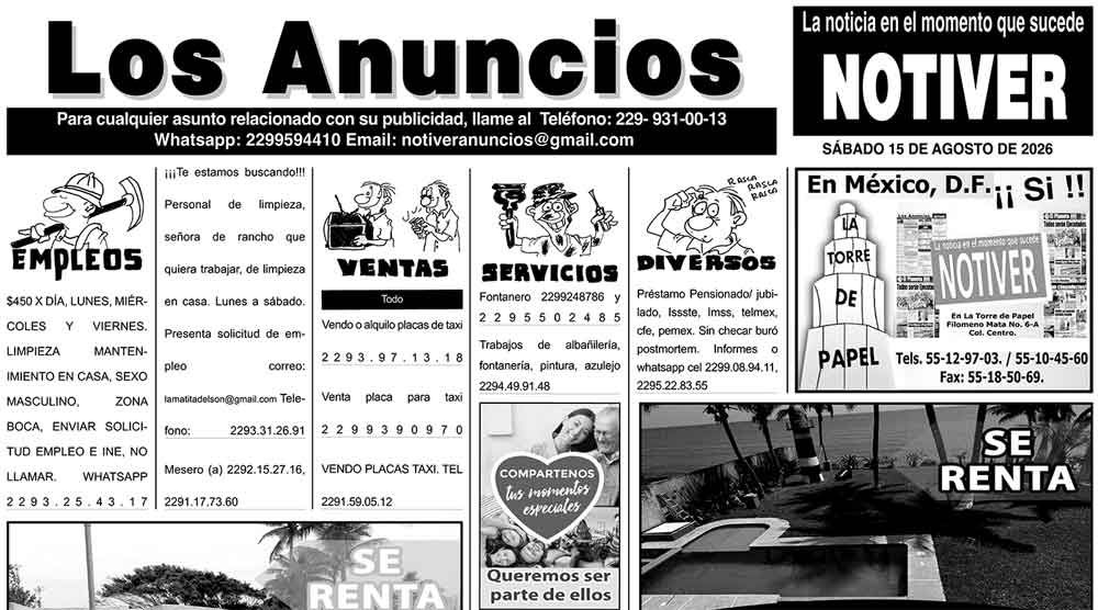...LOS ANUNCIOS, AVISOS Y DEMÁS! - SÁBADO, 15 DE AGOSTO 2026