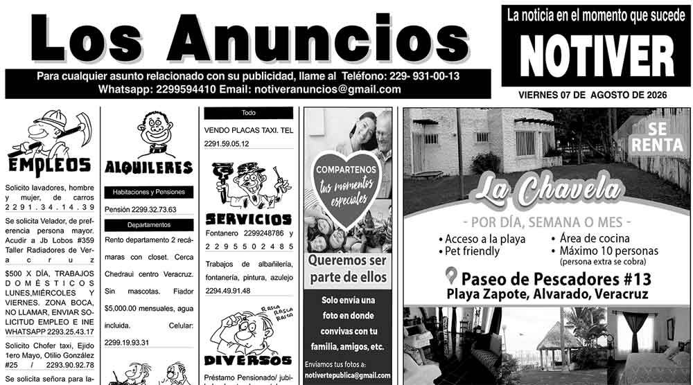 ...LOS ANUNCIOS, AVISOS Y DEMÁS! - VIERNES, 7 DE AGOSTO 2026