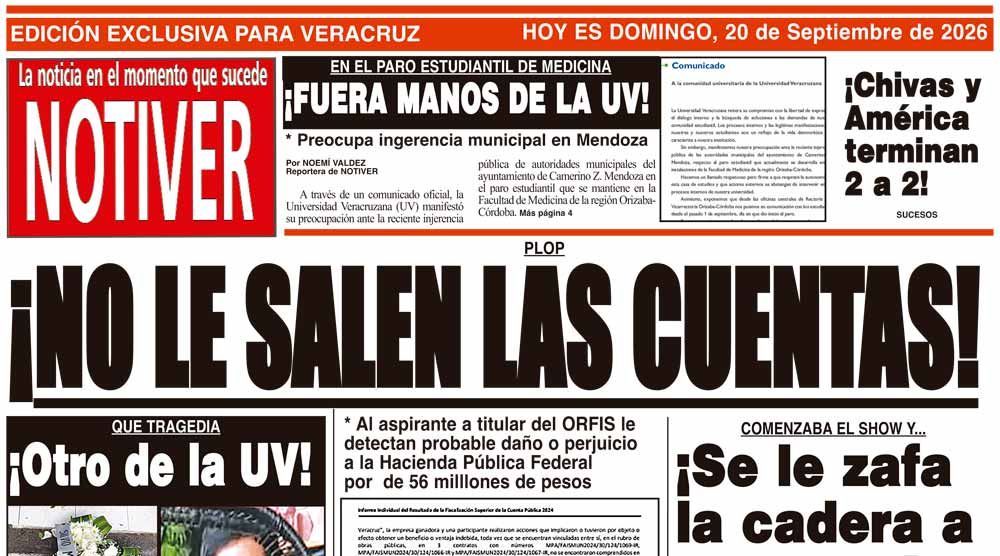 LA PORTADA - DOMINGO 20 DE SEPTIEMBRE 2026