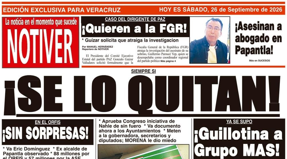 LA PORTADA - SÁBADO 26 DE SEPTIEMBRE 2026