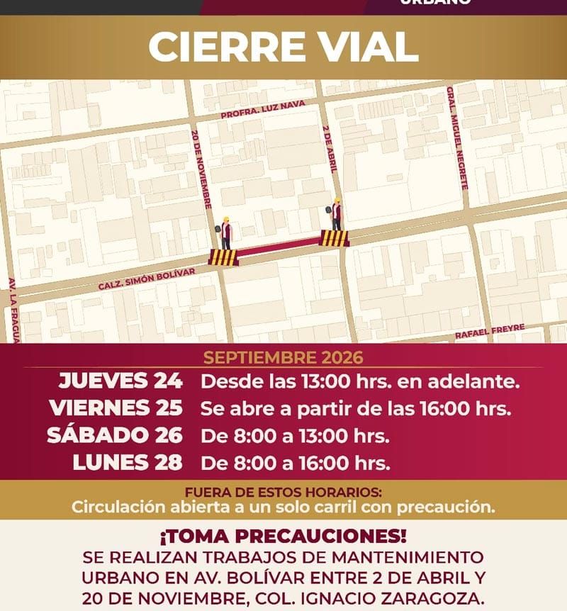 ¡CIERRE VIALES EN SIMÓN BOLÍVAR!