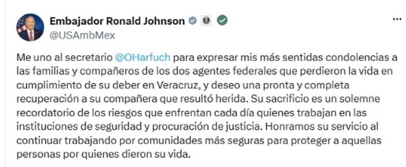 ¡MANDA CONDOLENCIAS! - EL EMBAJADOR DE EU