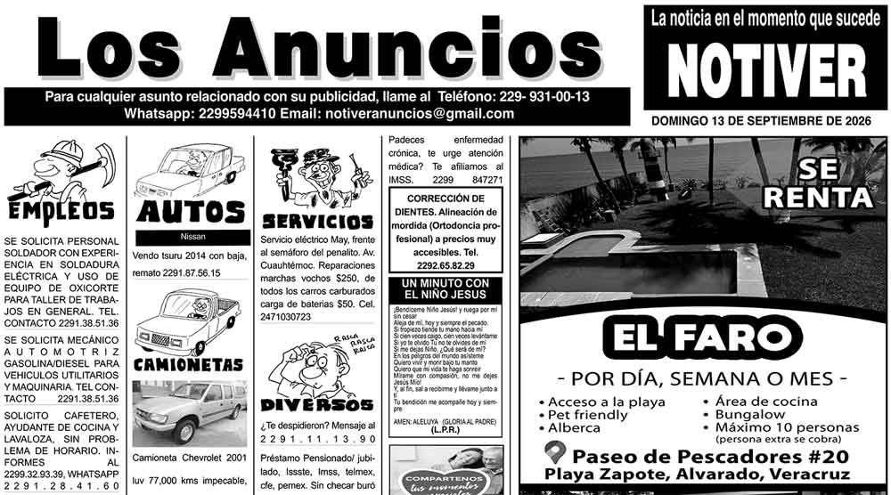 ...LOS ANUNCIOS, AVISOS Y DEMÁS! - DOMINGO, 13 DE SEPTIEMBRE 2026