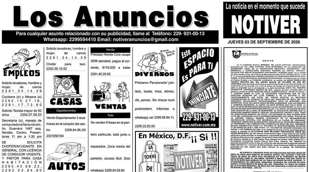 ...LOS ANUNCIOS, AVISOS Y DEMÁS! - JUEVES, 3 DE AGOSTO 2026