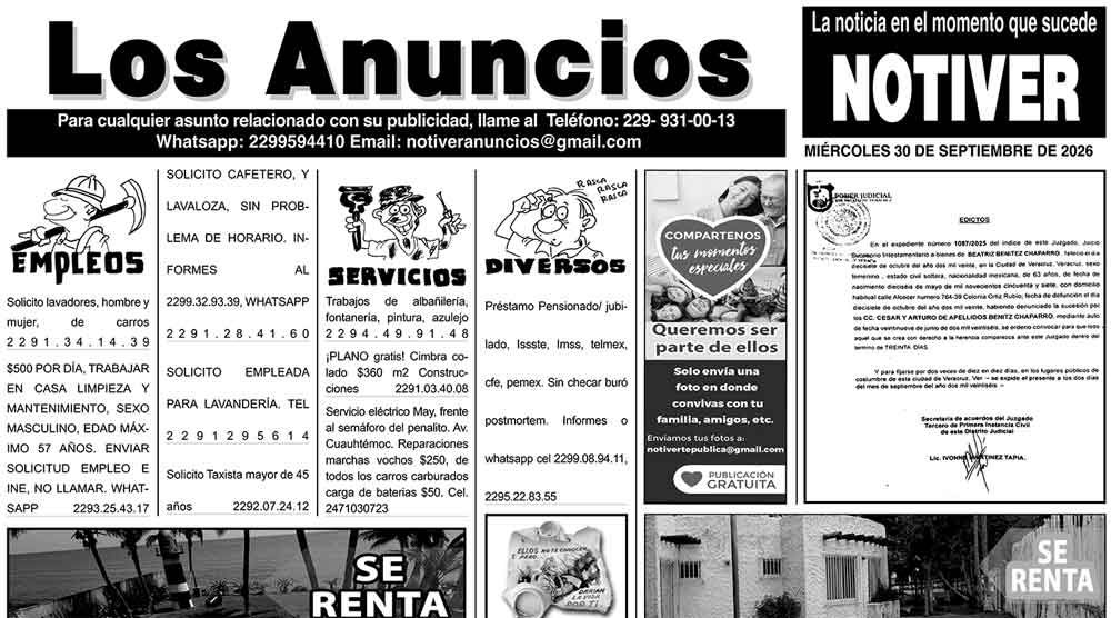 ...LOS ANUNCIOS, AVISOS Y DEMÁS! - MIÉRCOLES, 30 DE SEPTIEMBRE 2026