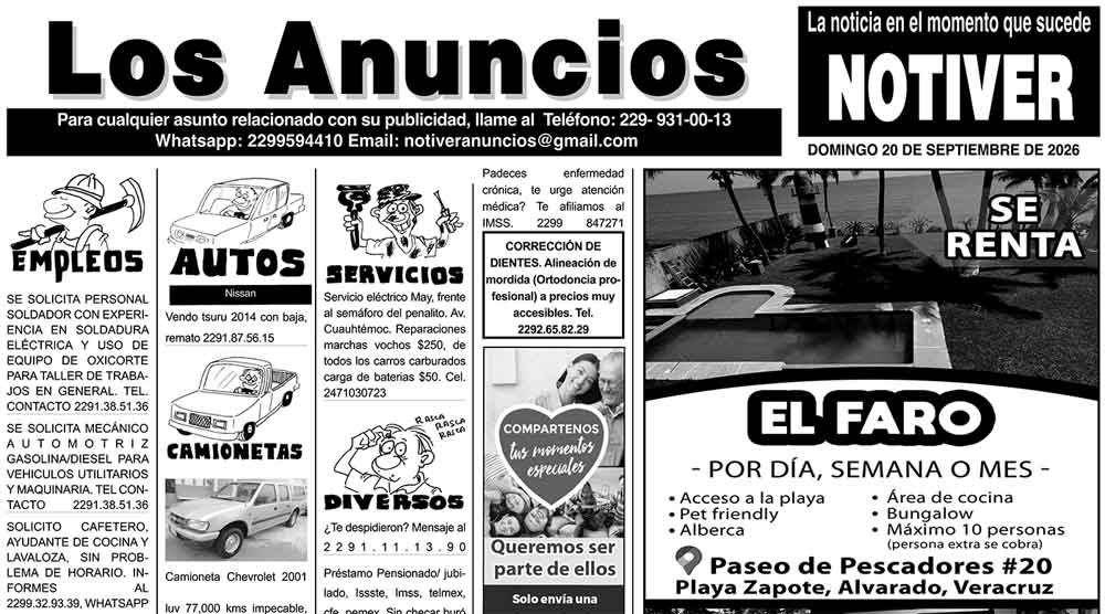 ...LOS ANUNCIOS, AVISOS Y DEMÁS! - DOMINGO, 20 DE SEPTIEMBRE 2026