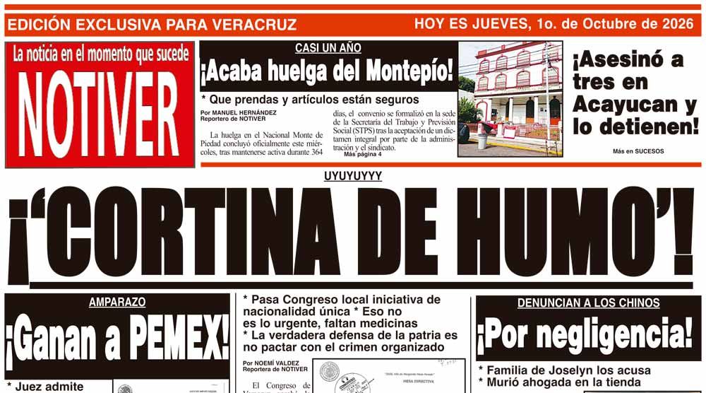 LA PORTADA - JUEVES 1 DE OCTUBRE 2026