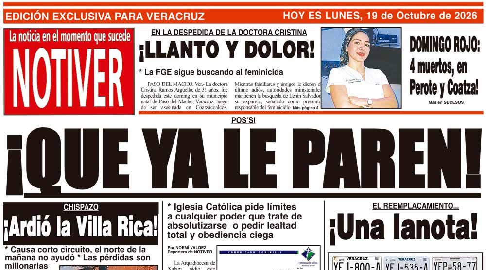 LA PORTADA - LUNES 19 DE OCTUBRE 2026