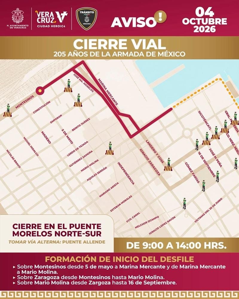 ¡HABRÁ CIERRES VIALES! - *Día de la Armada sábado y domingo