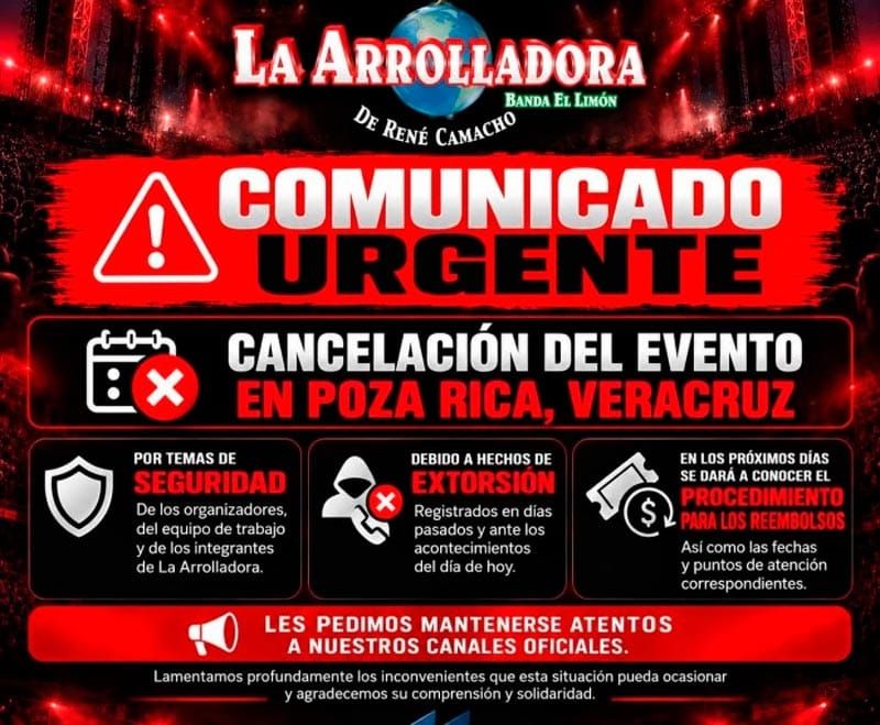 ¡SUSPENDEN EL CONCIERTO! - DE LA ARROLLADORA