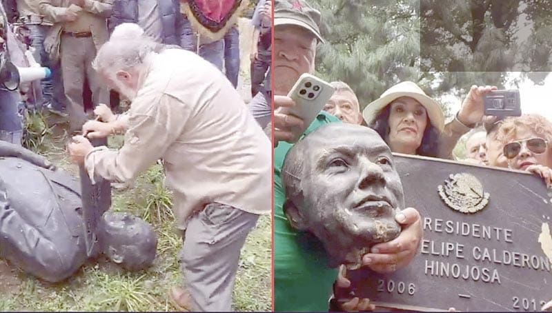 ¡‘DECAPITAN’ ESTATUA DE CALDERÓN!