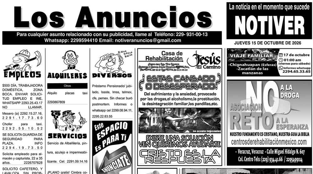 ...LOS ANUNCIOS, AVISOS Y DEMÁS! - JUEVES, 15 DE OCTUBRE 2026