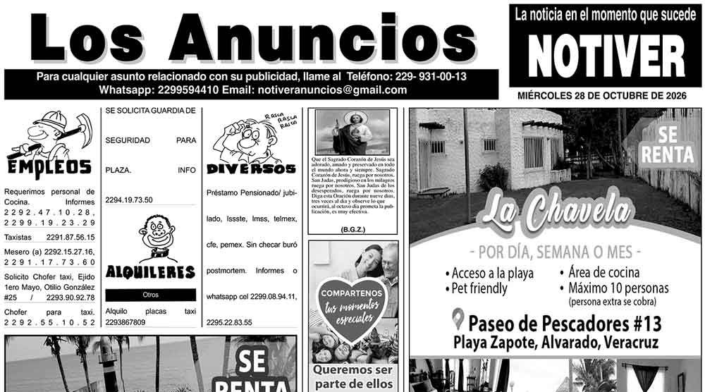 ...LOS ANUNCIOS, AVISOS Y DEMÁS! - MIÉRCOLES, 28 DE OCTUBRE 2026