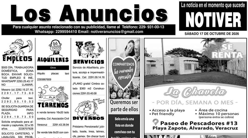 ...LOS ANUNCIOS, AVISOS Y DEMÁS! - SÁBADO, 17 DE OCTUBRE 2026